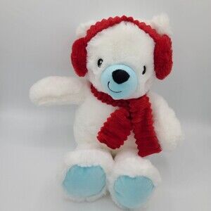 Spark Create Imagine Polar Bear 14 in Plush Scarf Rattle Soft Stuffed Animal